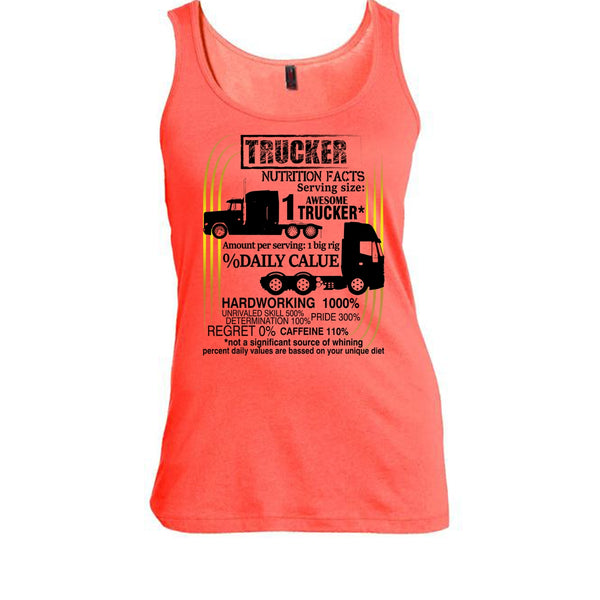 Trucker Nutrition Facts T Shirt, Coolest Trucker Tank Top