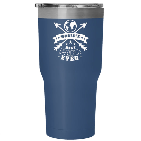 World's Best Papa Ever Tumbler 30 oz Stainless Steel, Best Dad Ever Travel Mug