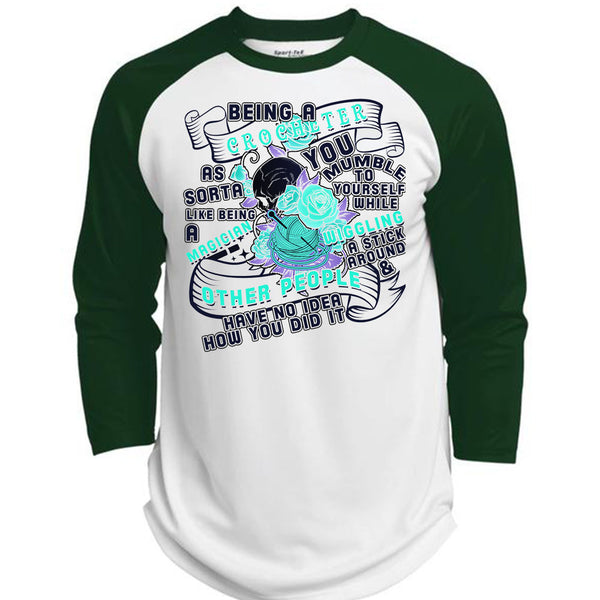 Being A Crocheter As Sorta Like Being A Magician T Shirt, Being A Crocheter T Shirt, Awesome T-Shirts  (Polyester Game Baseball Jersey)