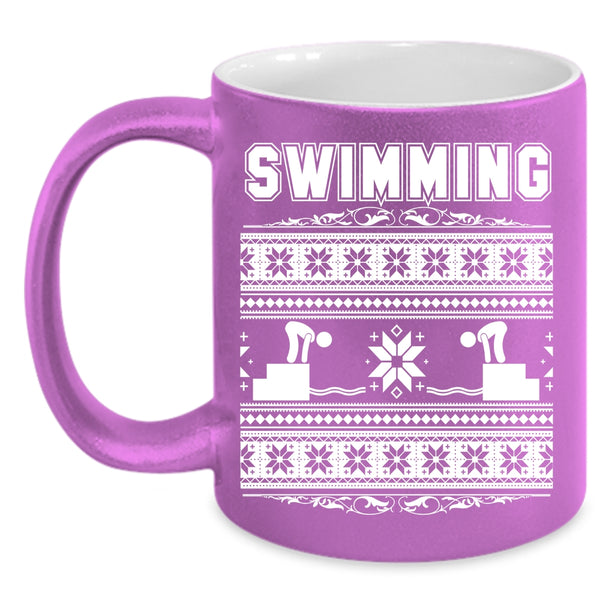 Swimming Coffee Mug, Noel Christmas Coffee Cup