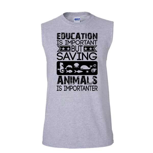Education Is Important T Shirt, Coolest Animal Lover T Shirt, Awesome t-shirts (Men's Cotton Sleeveless)