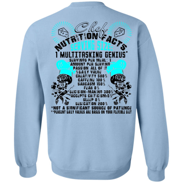 I Love Cooking T Shirt, Chef Nutrition Facts Sweatshirt