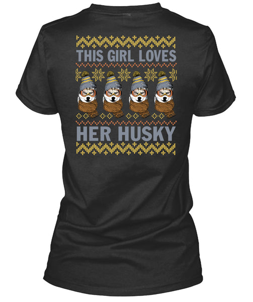 This Girl Loves Her Husky T Shirt, This Girl Loves Christmas T Shirt