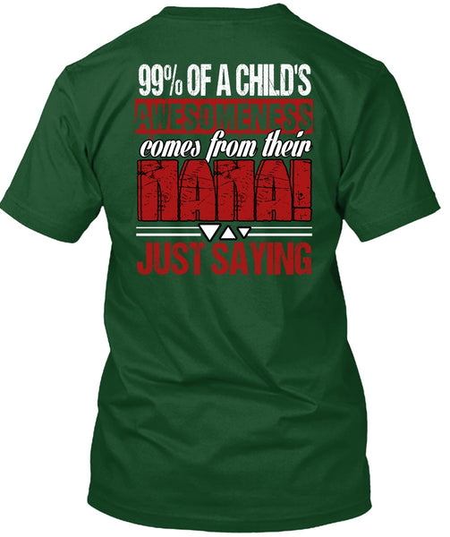 Nana Just Saying T Shirt, Child's Awesomeness T Shirt