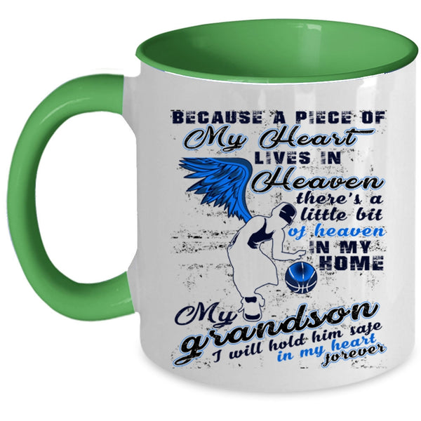 My Grandson Coffee Mug, A Piece Of My Heart Lives In Heaven Accent Mug