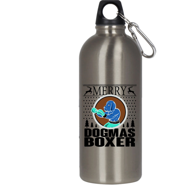 Merry Dogmas Boxer 20 oz Stainless Steel Bottle,Christmas Gift For Son Outdoor Sports Water Bottle
