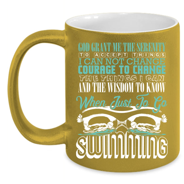 Just To Go Swimming Coffee Mug, Funny Swimming Coffee Cup