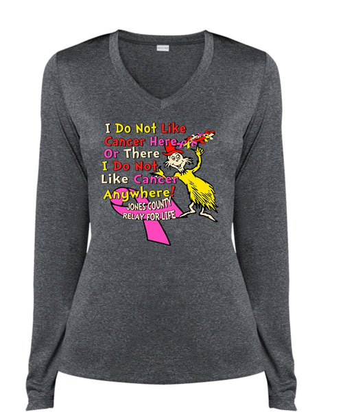 The Cat in the Hat T Shirt, I Do Not Like Cancer Anywhere T Shirt, Dr. Seuss T Shirt, I Love Reading T Shirt, Cool Shirt (Ladies LS Heather V-Neck)