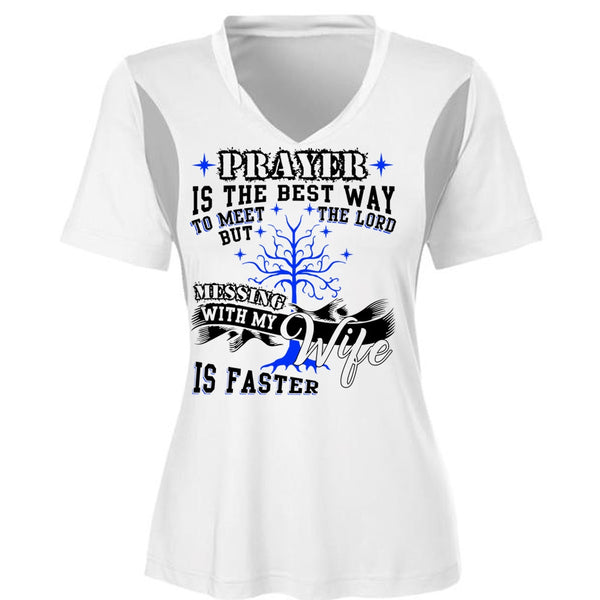 Messing With My Wife T Shirt, Being A Wife T Shirt, Cool Shirt (Ladies LS Heather V-Neck)