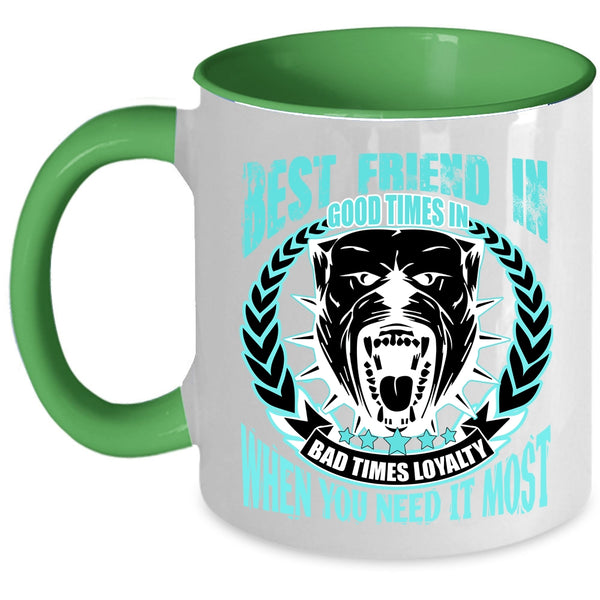 I Love Dogs Coffee Mug, Best Friend In Good Time Accent Mug