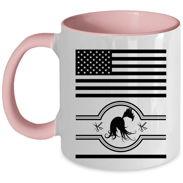 Cool American Flag Coffee Mug, Cool Hairstylist Accent Mug