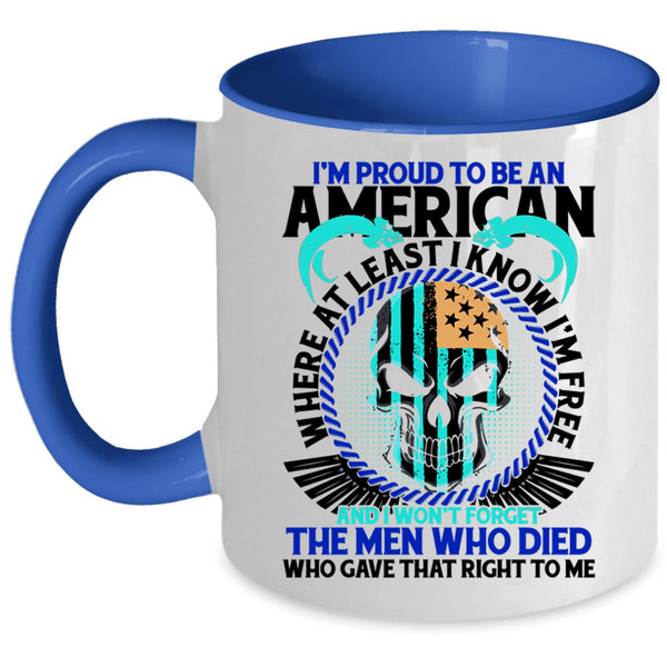 Cool American Flag Coffee Mug, I'm Proud To Be An American Accent Mug