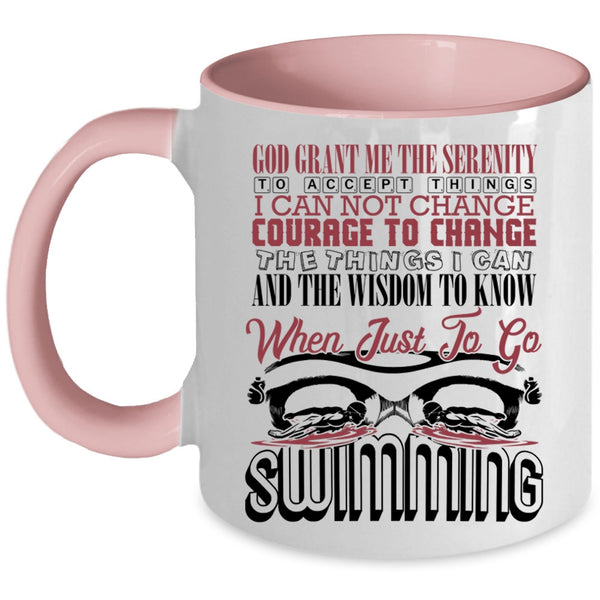Funny Swimming Coffee Mug, Just To Go Swimming Accent Mug