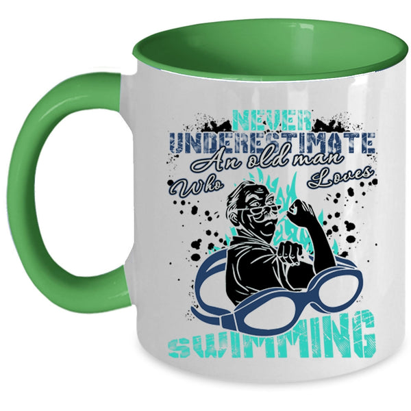 Awesome Grandpa Coffee Mug, An Old Man Loves Swimming Accent Mug
