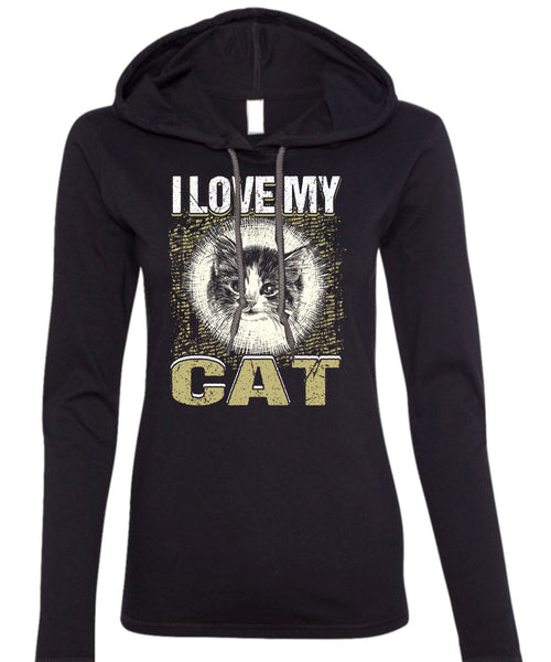 I Love My Cat T Shirt, My Pets T Shirt (Anvil Ladies Ringspun Hooded)