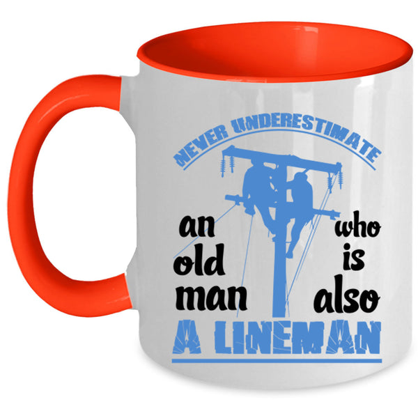 Awesome Grandpas Coffee Mug, Old Man Is A Lineman Accent Mug