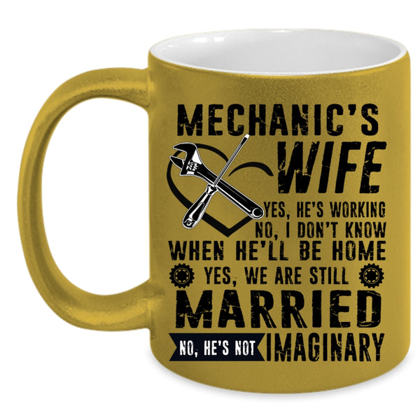 Just Married Coffee Mug, Mechanic's Wife Accent Mug