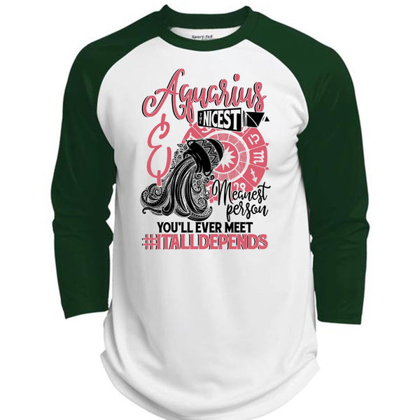 Aquarius Nicest Meanest Person T Shirt, I Love Aquarius T Shirt, Awesome T-Shirts  (Polyester Game Baseball Jersey)