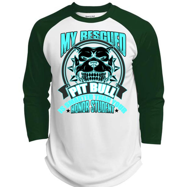 My Rescued Pit Bull Is Smarter T Shirt, I Love Pit Bull T Shirt, Awesome T-Shirts  (Polyester Game Baseball Jersey)