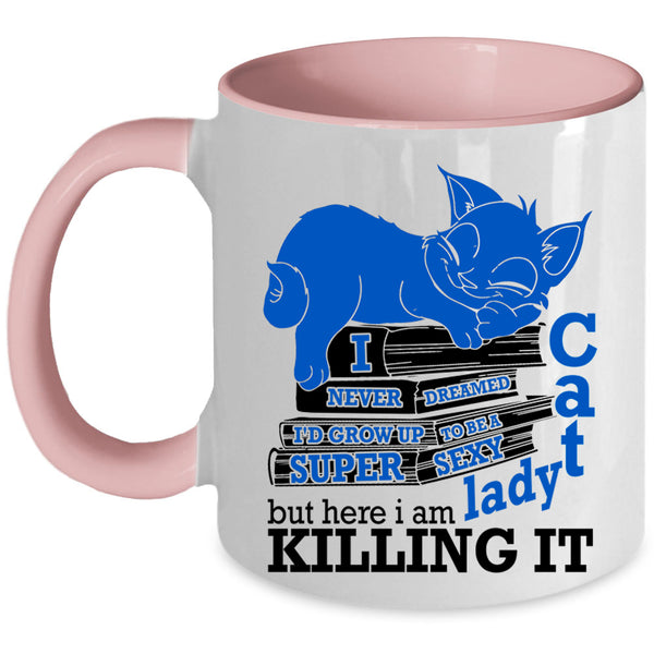 Cool Cat Lady Coffee Mug, I'd Grow Up To Be A Cat Lady Accent Mug