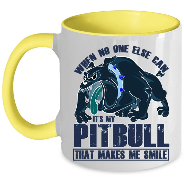 Cute Pitbull Owner Coffee Mug, My Pitbull Makes Me Smile Accent Mug