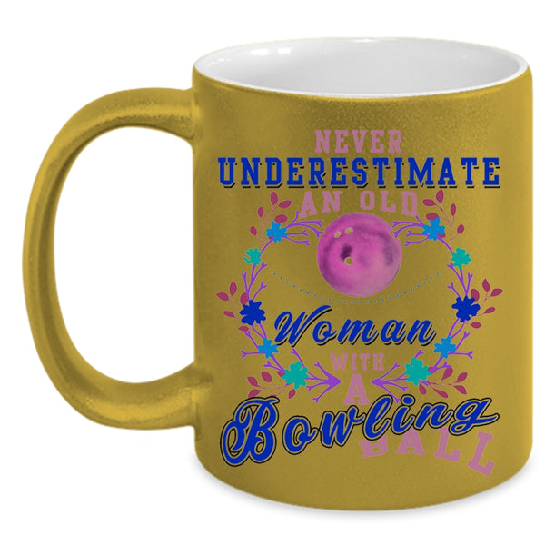 Cute Grandmas Coffee Mug, An Old Woman With A Bowling Ball Accent Mug