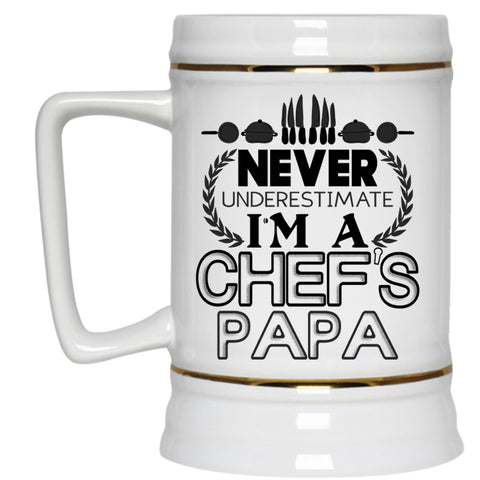 Cool Gift For Dad Beer Stein 22oz, I'm A Chef's Papa Beer Mug