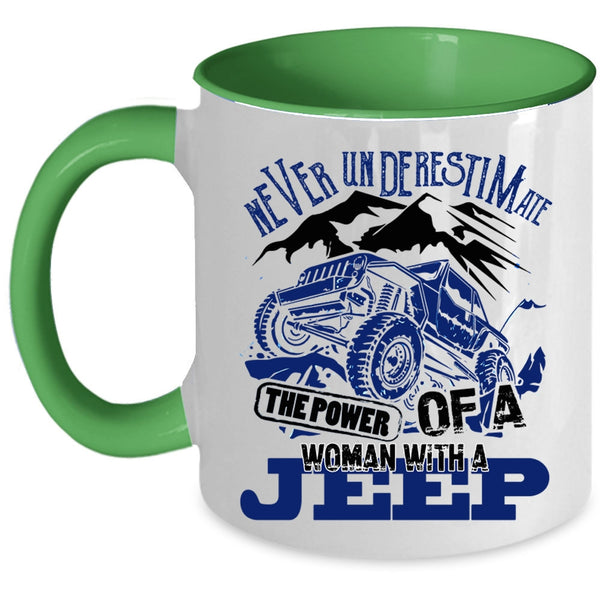 Beautiful Lady Coffee Mug, The Power Of A Woman With A Jeep Accent Mug