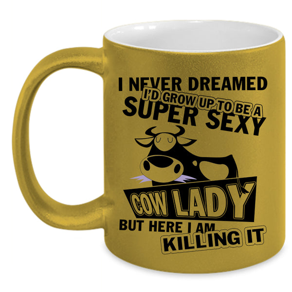 Cool Cow Lady Coffee Mug, I'd Grow Up To Be A Cow Lady Accent Mug
