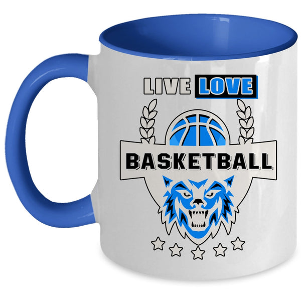 Cool Basketball Player Coffee Mug, Live Love Basketball Accent Mug