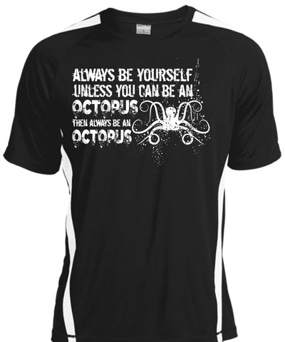 A black t-shirt with the shopify logo