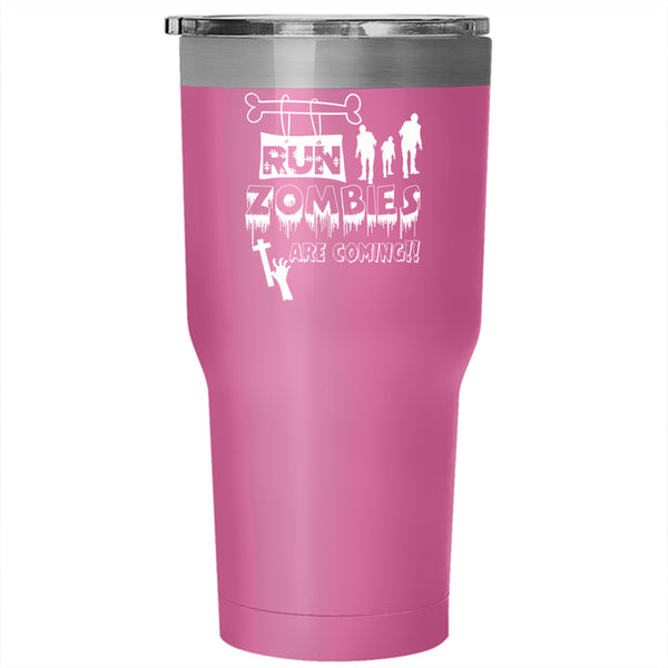 Run Zombies Are Coming Tumbler 30 oz Stainless Steel, Halloween Ghost Travel Mug