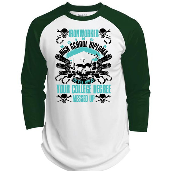 Ironworker Using A High School T Shirt, I Love Ironworker T Shirt, Awesome T-Shirts  (Polyester Game Baseball Jersey)