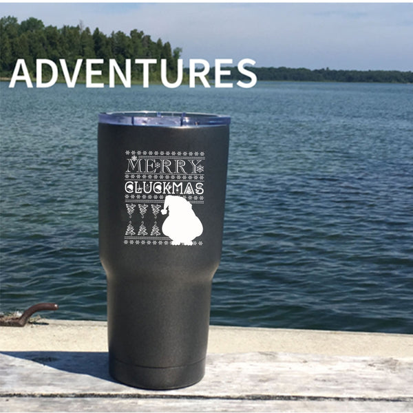 Merry Cluckmas Tumbler 30 oz Stainless Steel, Cute Christmas Gift For Farmer Travel Mug