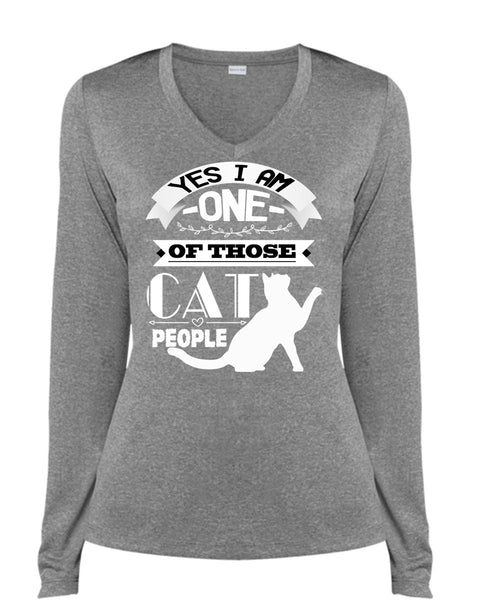 I Am One Of Those Cat People T Shirt, I Love Cat T Shirt, Cool Shirt (Ladies LS Heather V-Neck)