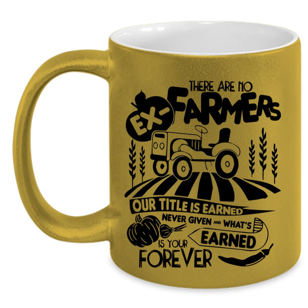 Awesome Farmers Coffee Mug, There Are No Ex-Farmers Accent Mug