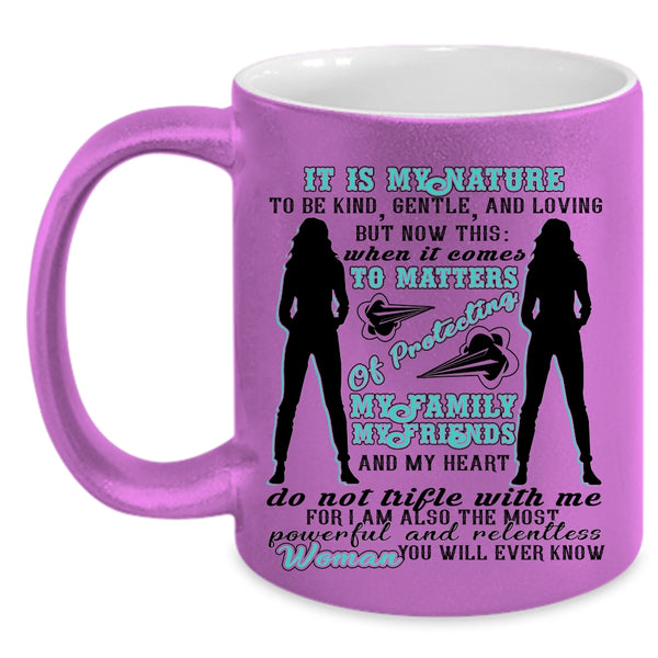 Cool Woman Coffee Mug, My Family My Friends And My Heart Accent Mug