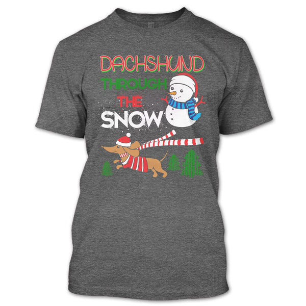 Dachshund Through The Snow T Shirt, Coolest Merry Christmas T Shirt