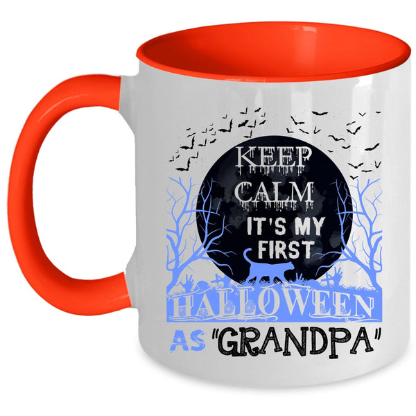 It's My First Halloween As Grandpa Coffee Mug, Keep Calm Accent Mug