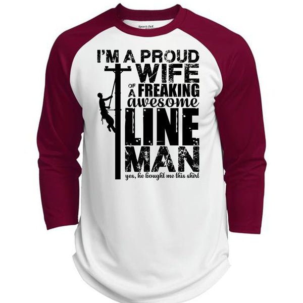 I'm A Proud Wife T Shirt, I Love Lineman T Shirt, Awesome T-Shirts  (Polyester Game Baseball Jersey)