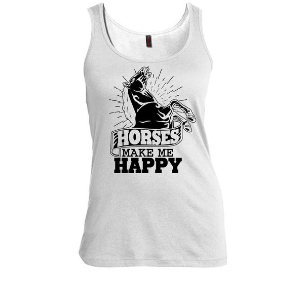 Horses Make Me Happy T Shirt, Coolest Equestrian Tank Top