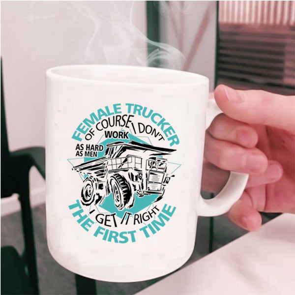 Cool Gift For Mom Coffee Mug, Female Trucker Cup