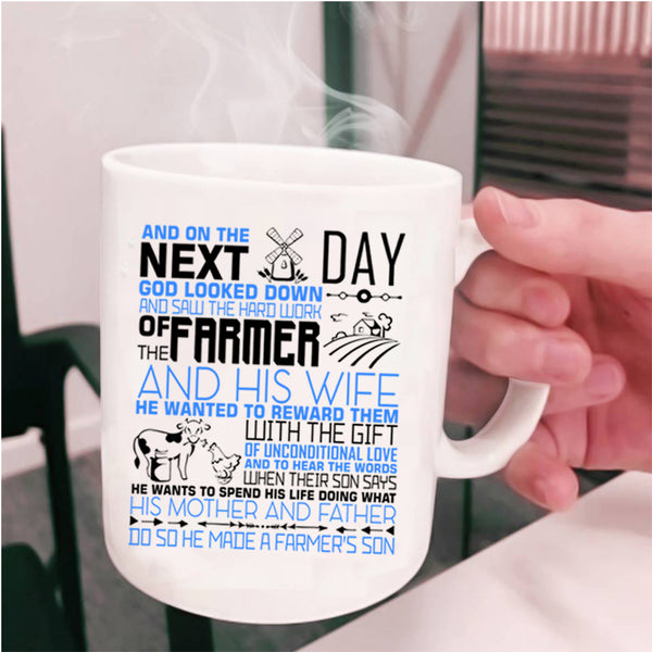 He Made A Farmer's Son Coffee Mug, His Mother And Father Cup