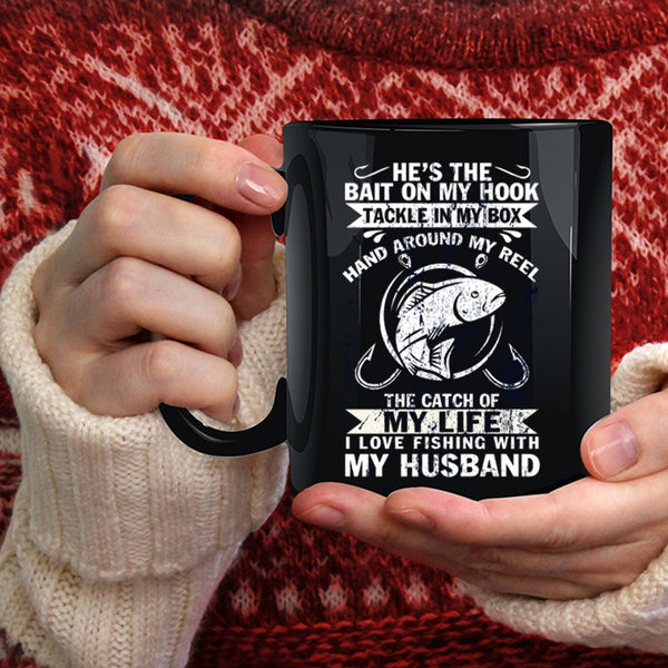 I Love Fishing With My Husband Coffee Mug, Cute Wife Coffee Cup