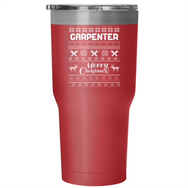 Carpenter Tumbler 30 oz Stainless Steel, Merry Christmas Travel Mug