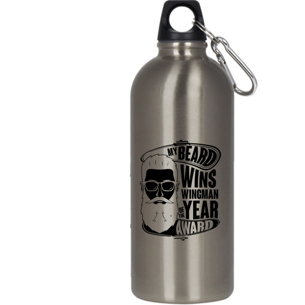 My Beard Wins Wingman Of The Year Award 20 oz Stainless Steel Bottle,Cool Bearded Man Outdoor Sports Water Bottle