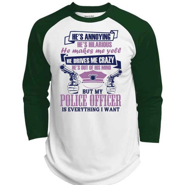 My Police Officer Is Everything I Want T Shirt, I Love Police T Shirt, Awesome T-Shirts  (Polyester Game Baseball Jersey)