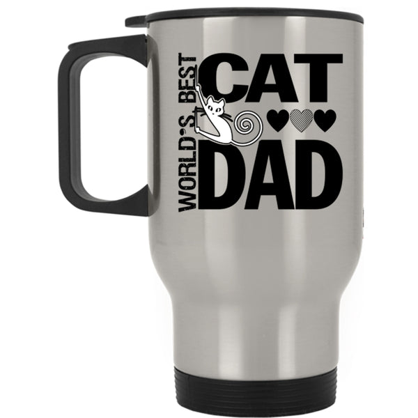 Cool Cat Dad Travel Mug, World's Best Cat Dad Mug