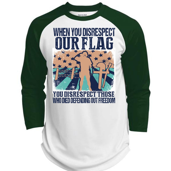 When You Disrespect Our Flag T Shirt, I Love Veteran T Shirt, Awesome T-Shirts  (Polyester Game Baseball Jersey)
