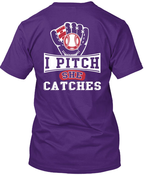 I Pitch She Catch T Shirt, I Love Baseball T Shirt
